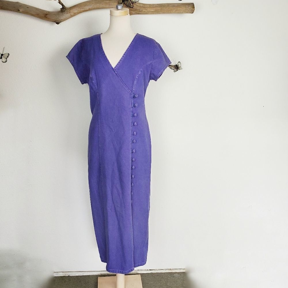 Vintage California gold rush purple denim dress - Picture 1 of 8